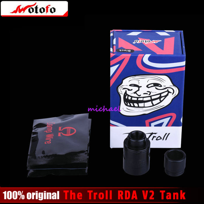 100% Original Wotofo The Troll RDA V2 Tank 10mm Deeper Deck Reverse Adjustable 510 Pin Electronic Cigarette Atomizer