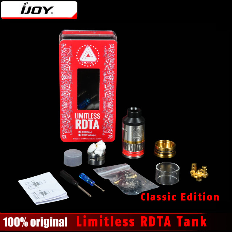 Original Ijoy LIMITLESS RDTA Classic Edition Atomizer 6.9ml Innovative Side Fill tank 25MM with pre-installed postless deck Tank