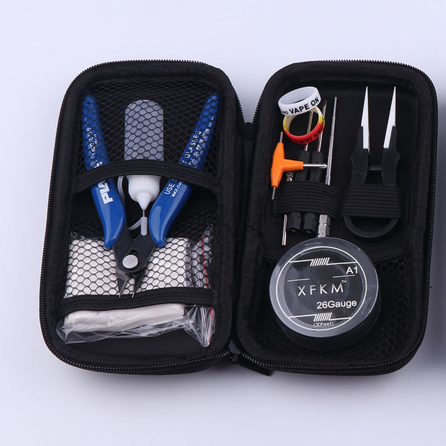 NEW XFKM Mini Vape DIY Tool Bag Tweezers Pliers Wire Heaters Kit Coil Jig Winding For Packing Electronic Cigarette Accessories