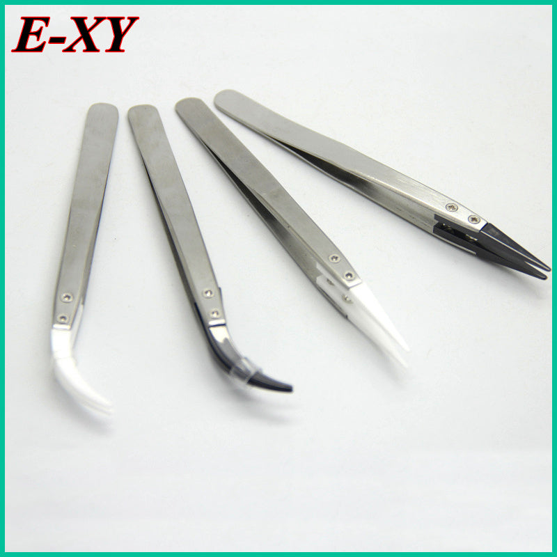 E-XY antistatic Ceramic Tweezers Precision Insulated Stainless Steel Heat Resistant ceramic Tweezers/ E cigarette Tools for vape