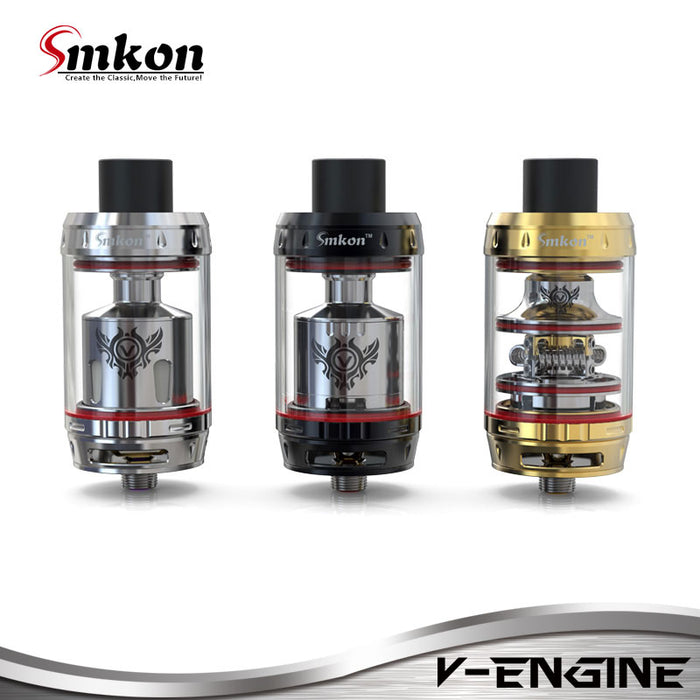 Original Smkon V-ENGINE Tank 5.5ml 28mm Diameter Top Filling E-cig Smkon V ENGINE Atomizer with V-C5 Coil Head and V-R1 RBA Head