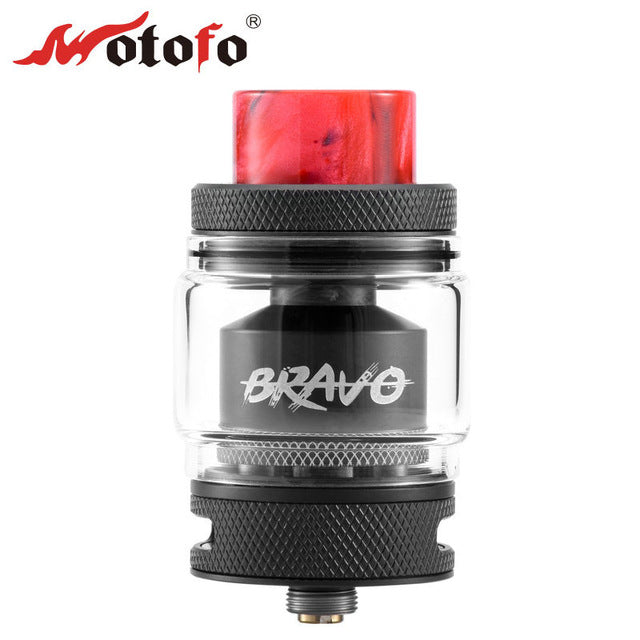 Original WOTOFO BRAVO RTA 25mm Diameter Tank W/ 810 Resin Drip Tip & Banked Airflow Design E-cig Rebuildale Atomizer