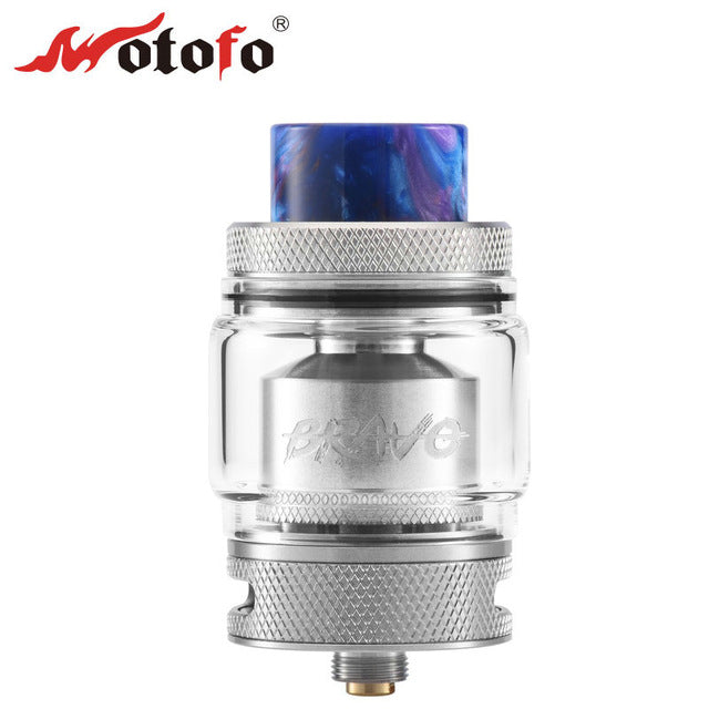 Original WOTOFO BRAVO RTA 25mm Diameter Tank W/ 810 Resin Drip Tip & Banked Airflow Design E-cig Rebuildale Atomizer