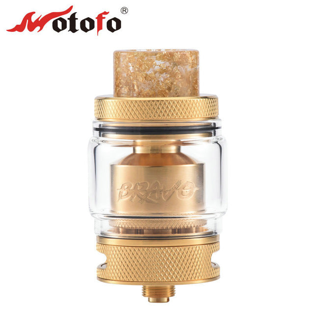 Original WOTOFO BRAVO RTA 25mm Diameter Tank W/ 810 Resin Drip Tip & Banked Airflow Design E-cig Rebuildale Atomizer