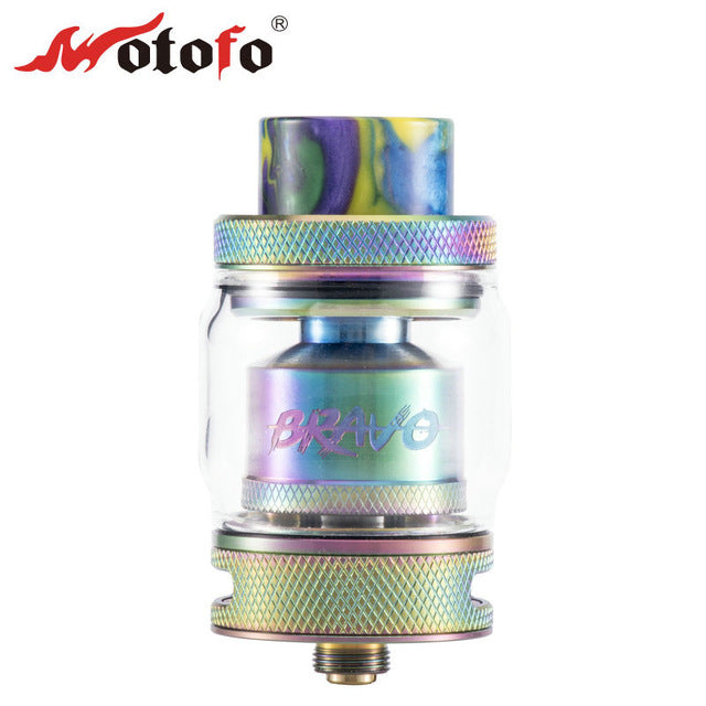 Original WOTOFO BRAVO RTA 25mm Diameter Tank W/ 810 Resin Drip Tip & Banked Airflow Design E-cig Rebuildale Atomizer