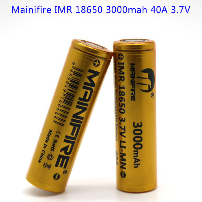 2017 Newest Mainifire vaping products18650 40a ecig box mod battery 3.7v 3000mah long lasting battery with flat top(1pc)